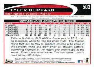 2012 Topps Mini #503 Tyler Clippard Back