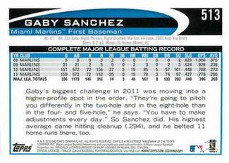 2012 Topps Mini #513 Gaby Sanchez Back