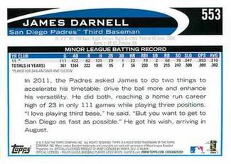2012 Topps Mini #553 James Darnell Back