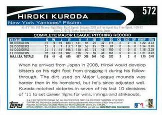2012 Topps Mini #572 Hiroki Kuroda Back