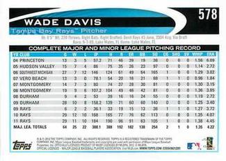 2012 Topps Mini #578 Wade Davis Back