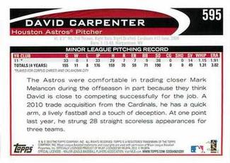 2012 Topps Mini #595 David Carpenter Back