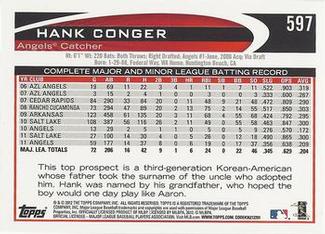 2012 Topps Mini #597 Hank Conger Back