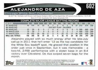 2012 Topps Mini #602 Alejandro De Aza Back