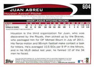 2012 Topps Mini #604 Juan Abreu Back