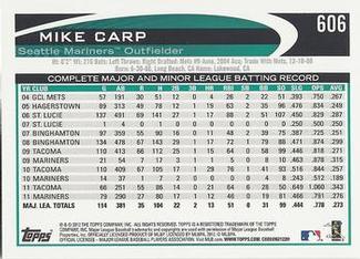 2012 Topps Mini #606 Mike Carp Back