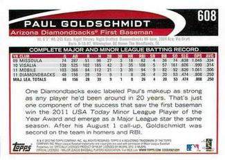 2012 Topps Mini #608 Paul Goldschmidt Back