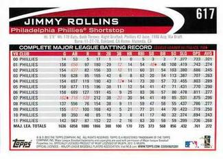 2012 Topps Mini #617 Jimmy Rollins Back