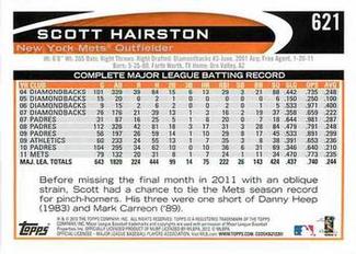 2012 Topps Mini #621 Scott Hairston Back