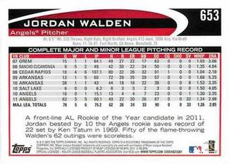 2012 Topps Mini #653 Jordan Walden Back
