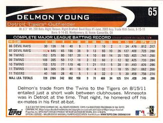 2012 Topps Mini #65 Delmon Young Back