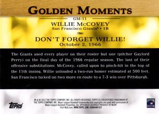 2012 Topps Mini - Golden Moments #GM-11 Willie McCovey Back
