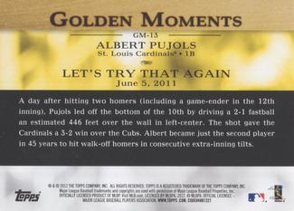 2012 Topps Mini - Golden Moments #GM-13 Albert Pujols Back