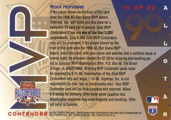 1996 Leaf - All-Star Game MVP Contenders #15 Raul Mondesi Back