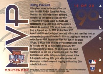 1996 Leaf - All-Star Game MVP Contenders #16 Kirby Puckett Back