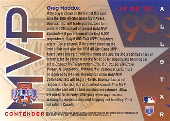 1996 Leaf - All-Star Game MVP Contenders #19 Greg Maddux Back