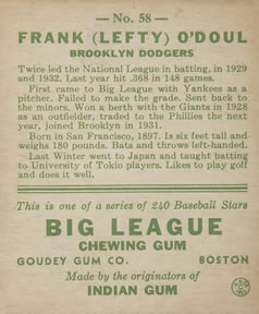 1933 Goudey (R319) #58 Frank 