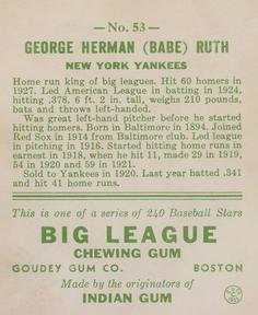 1933 Goudey (R319) #53 George Herman 