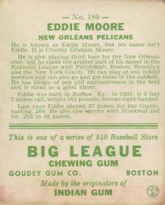 1933 Goudey (R319) #180 Eddie Moore Back