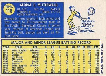 1970 Topps #118 George Mitterwald Back