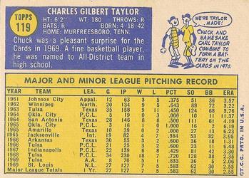 1970 Topps #119 Chuck Taylor Back