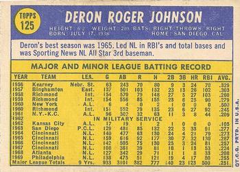 1970 Topps #125 Deron Johnson Back