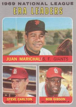 1970 Topps #67 1969 National League ERA Leaders (Juan Marichal / Steve Carlton / Bob Gibson) Front