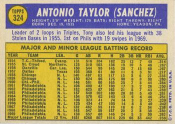 1970 Topps #324 Tony Taylor Back
