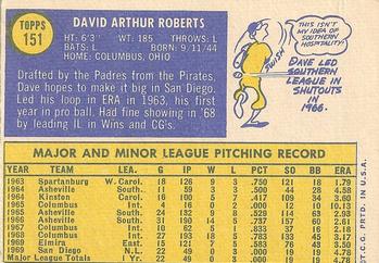 1970 Topps #151 Dave Roberts Back