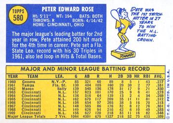 1970 Topps #580 Pete Rose Back