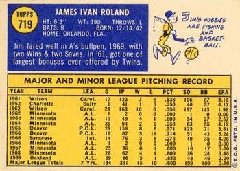 1970 Topps #719 Jim Roland Back
