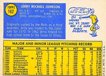 1970 Topps #162 Jerry Johnson Back