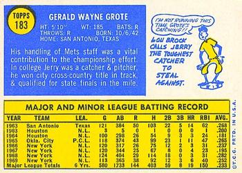 1970 Topps #183 Jerry Grote Back
