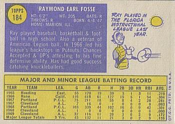1970 Topps #184 Ray Fosse Back