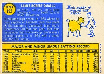 1970 Topps #192 Jim Qualls Back