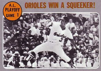 1970 Topps #199 A.L Playoff Game 1 - Orioles Win a Squeaker! Front