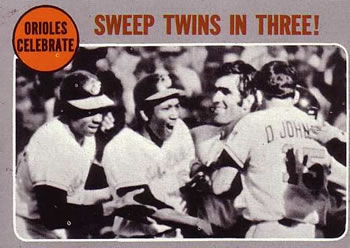 1970 Topps #202 1969 A.L Playoff Summary - Orioles Celebrate: Sweep Twins In Three! Front