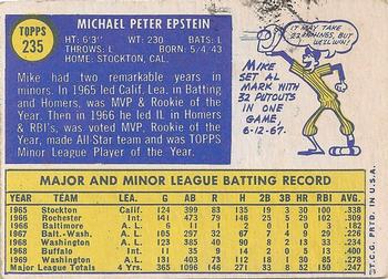 1970 Topps #235 Mike Epstein Back
