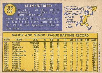 1970 Topps #239 Ken Berry Back