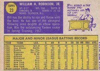 1970 Topps #23 Bill Robinson Back