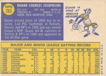 1970 Topps #263 Duane Josephson Back
