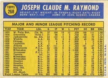 1970 Topps #268 Claude Raymond Back