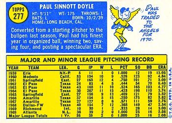 1970 Topps #277 Paul Doyle Back