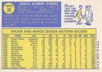 1970 Topps #29 Sandy Alomar Back