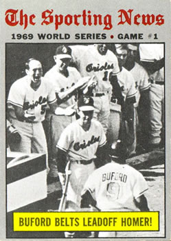 1970 Topps #305 World Series Game 1 - Buford Belts Leadoff Homer! Front