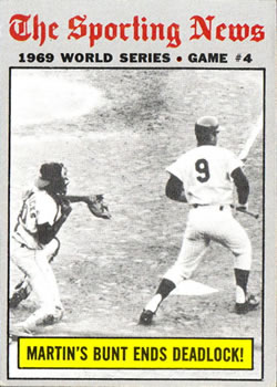 1970 Topps #308 World Series Game 4 - Martin's Bunt Ends Deadlock! Front