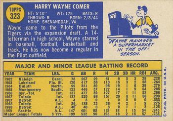 1970 Topps #323 Wayne Comer Back