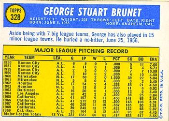 1970 Topps #328 George Brunet Back