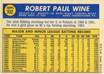 1970 Topps #332 Bobby Wine Back