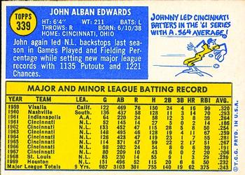 1970 Topps #339 Johnny Edwards Back